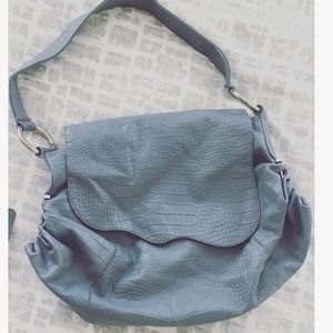 Genuine leather light blue